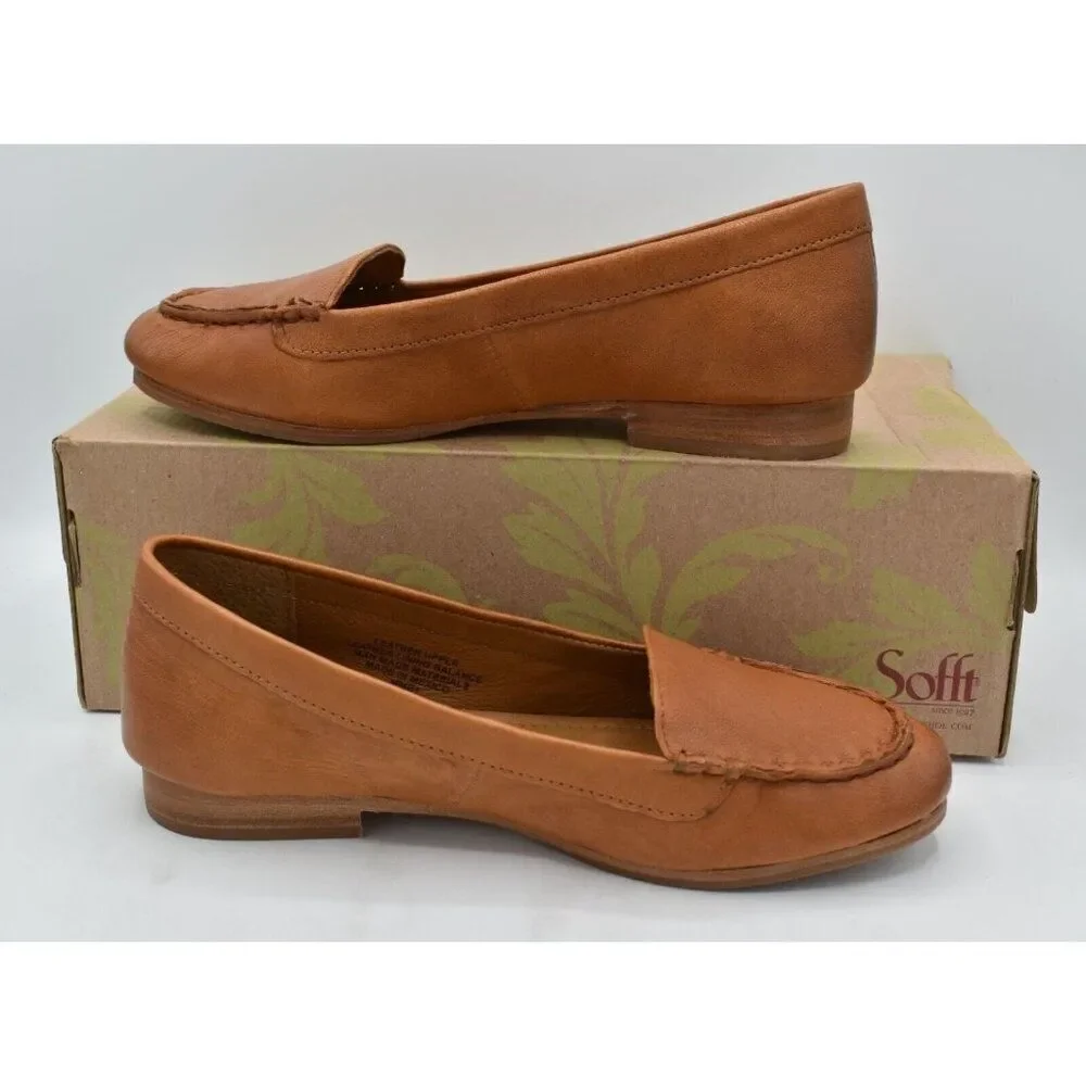 Sofft Womans Size 10‎ Kambray Luggage Leather Slip On Loafers Shoes